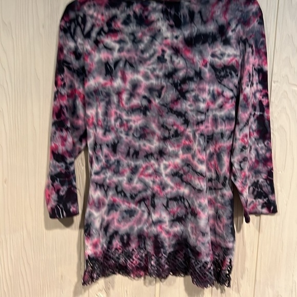 GLIMA  made in USA TOP WITH CROCHET EDGES AT BOTTOM 3/4 sleeves - Picture 6 of 12